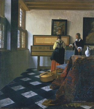 Johannes Vermeer Painting - A Lady at the Virginals with a Gentleman Baroque Johannes Vermeer